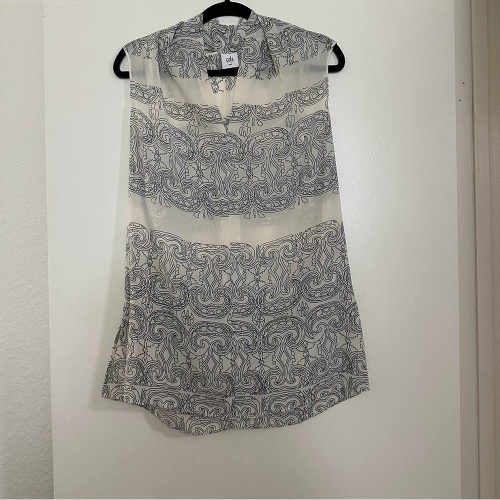 CAbi #3091 Scrollwork Pullover Sleeveless Tunic Tank Blouse - Picture 4 of 8